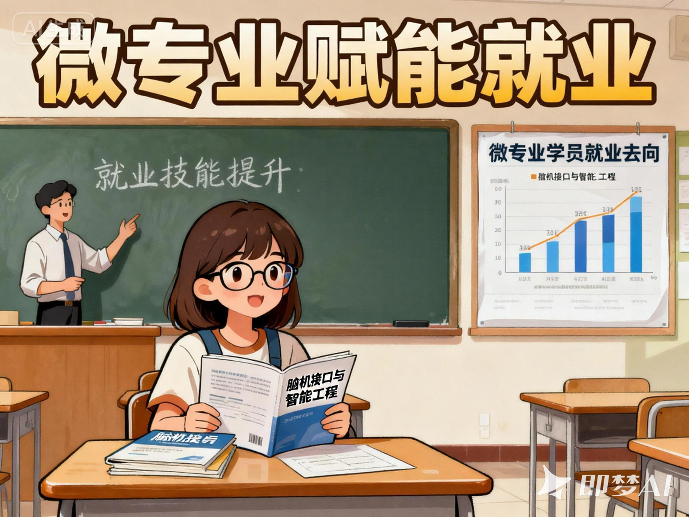 jimeng-2026-07-01-5117-请根据高校开设的微专业赋能就业生成一张漫画图片.png
